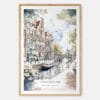 Amsterdam GrachtenGordel Watercolor Art Print - Main - Wood Frame