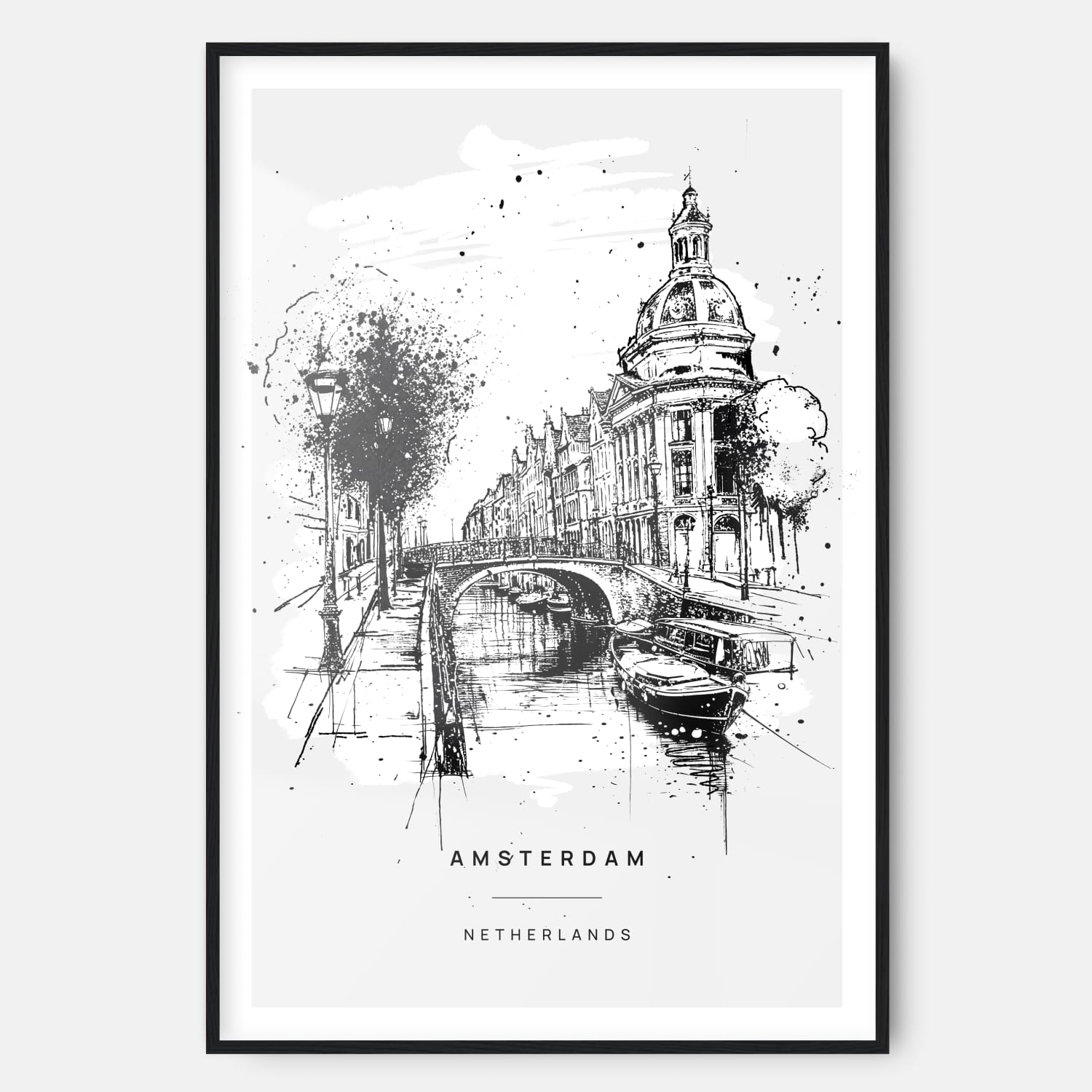 Amsterdam Grachtengordel Line Drawing – Art Print