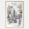 Amsterdam Watercolor Art Print - Main - Wood Frame