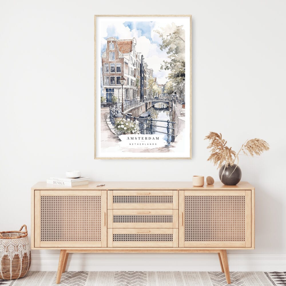 Amsterdam Watercolor Art Print - Shelf - Portrait Amsterdam Watercolor Art Print - Shelf - Portrait