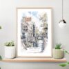 Amsterdam Watercolor Art Print on shelf