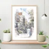 Amsterdam Watercolor Art Print on shelf