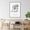 Arc De Triomphe Line Drawing Art Print - Kitchen Wall Art - Portrait