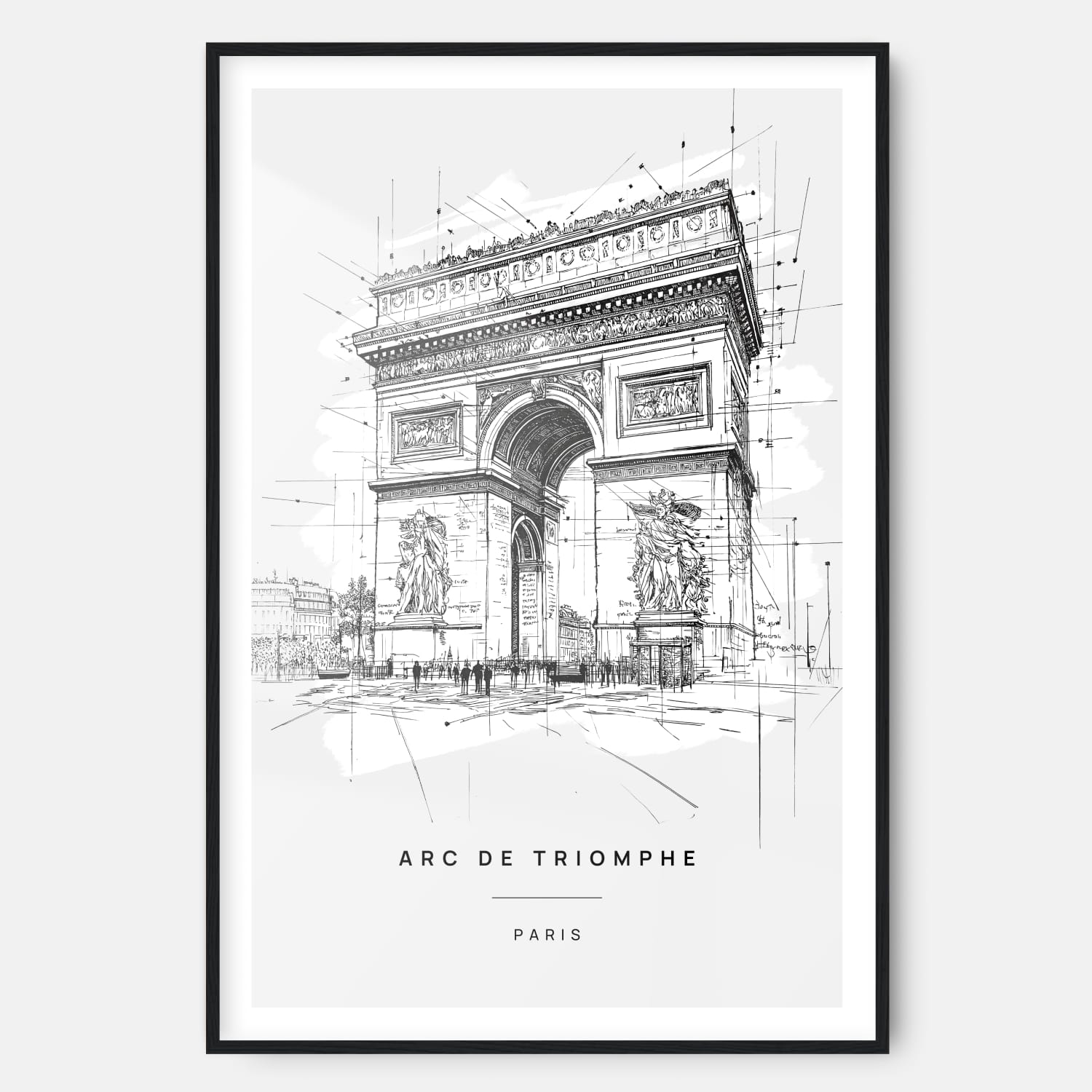 Arc De Triomphe Line Drawing – Art Print