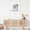 Arc De Triomphe Line Drawing Art Print - Shelf - Portrait