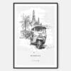 Bangkok Thailand Tuk tuk Art Print - Main - Black Frame - Portrait