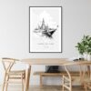 Bangkok Wat Arun Temple Line Drawing Art Print - Kitchen Wall Art - Portrait