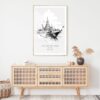 Bangkok Wat Arun Temple Line Drawing Art Print - Shelf - Portrait