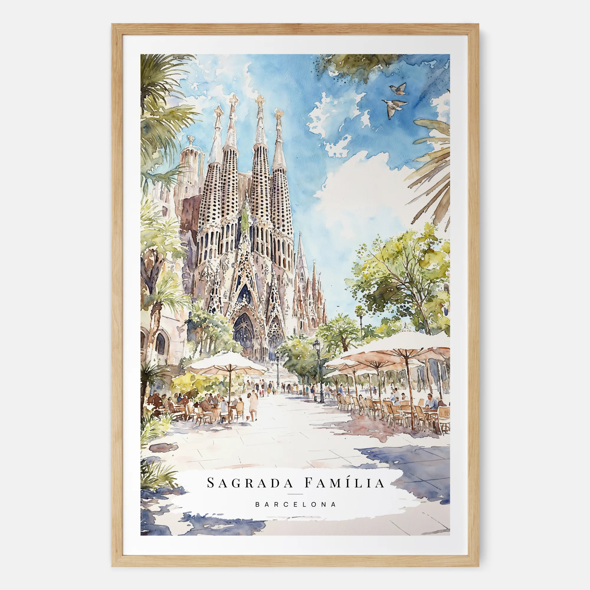 Barcelona Sagrada Família Watercolor Print - Iconic Spanish Cathedral Art Print