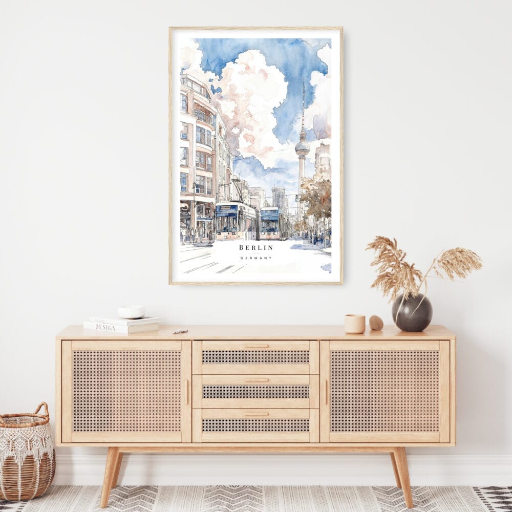 Berlin Watercolor Painting Art Print - Shelf - Portrait Berlin Watercolor Painting Art Print - Shelf - Portrait