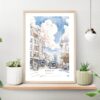 Berlin Watercolor Painting Art Print on shelf