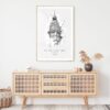 Big Ben Clock Line Drawing Art Print - Shelf - Portrait