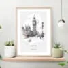 Big Ben Clock Tower Sketch Art Print - Kitchen Wall Art - Portrait