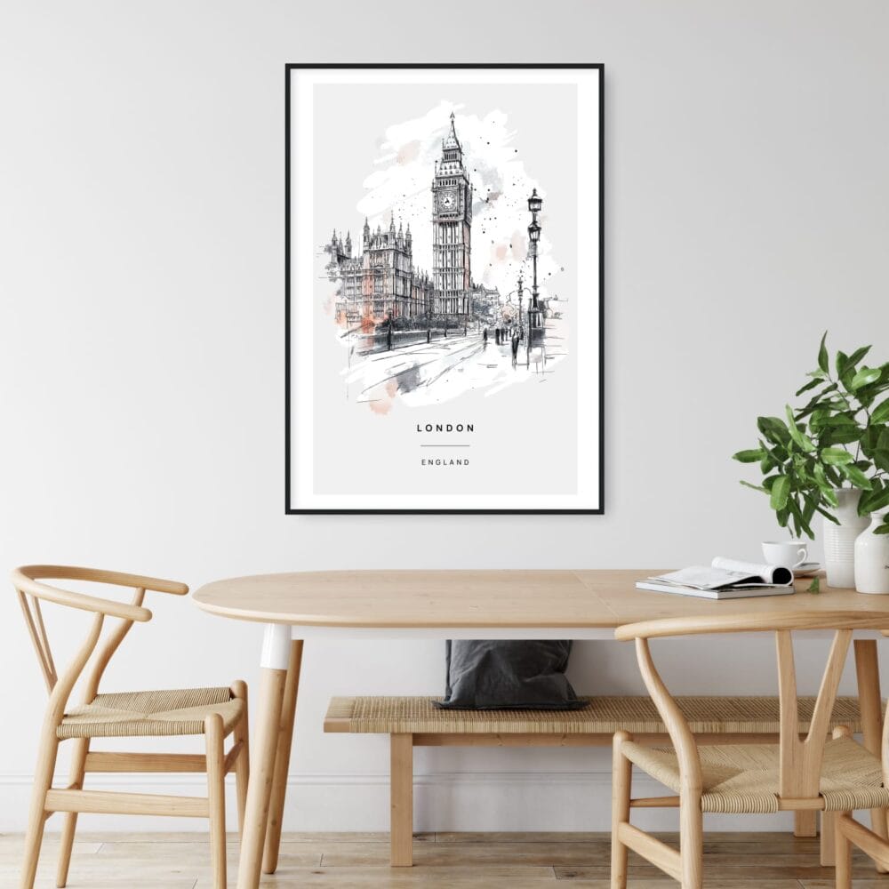 Big Ben Clock Tower Sketch Art Print - Shelf - Portrait Big Ben Clock Tower Sketch Art Print - Shelf - Portrait