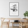 Brooklyn Bridge Line Drawing Art Print - Kitchen Wall Art - Portrait