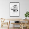 Brooklyn Bridge Line Drawing Art Print - Kitchen Wall Art - Portrait