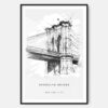 Brooklyn Bridge Line Drawing Art Print - Main - Black Frame - Portrait