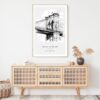 Brooklyn Bridge Line Drawing Wall Art for Living Room - Portrait