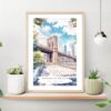 Brooklyn Bridge Watercolor Art Print on shelf