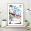 Brooklyn Bridge Watercolor Art Print on shelf