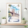 Brooklyn Bridge Watercolor Art Print on shelf