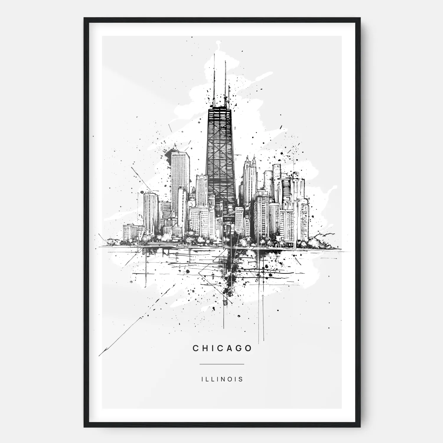Chicago Skyline Line Drawing - Art Print