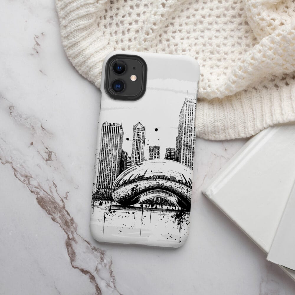 Chicago Cloud Gate - The Bean Phone Case - Tough Case - On Table Chicago Cloud Gate - The Bean Phone Case - Tough Case - On Table