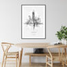 Chicago Line Drawing Art Print - Kitchen Wall Art - Portrait