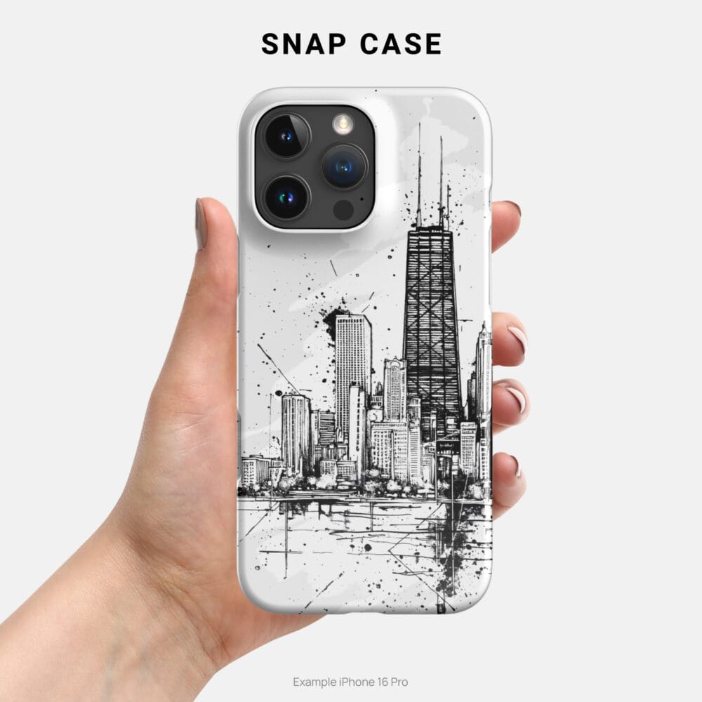 Chicago Skyline Line Art Phone Case - Snap Case - Holding in Hand Chicago Skyline Line Art Phone Case - Snap Case - Holding in Hand