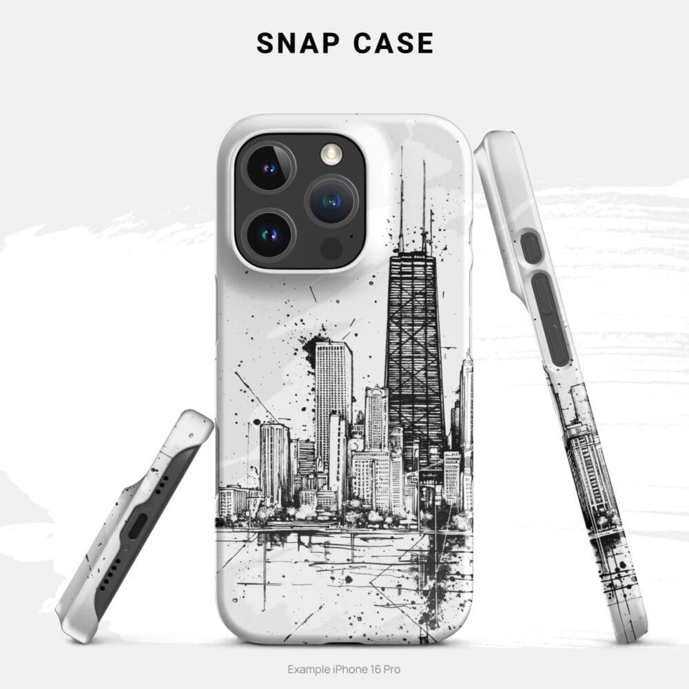 Chicago Skyline Line Art Phone Case - Snap Case - Sideview Chicago Skyline Line Art Phone Case - Snap Case - Sideview