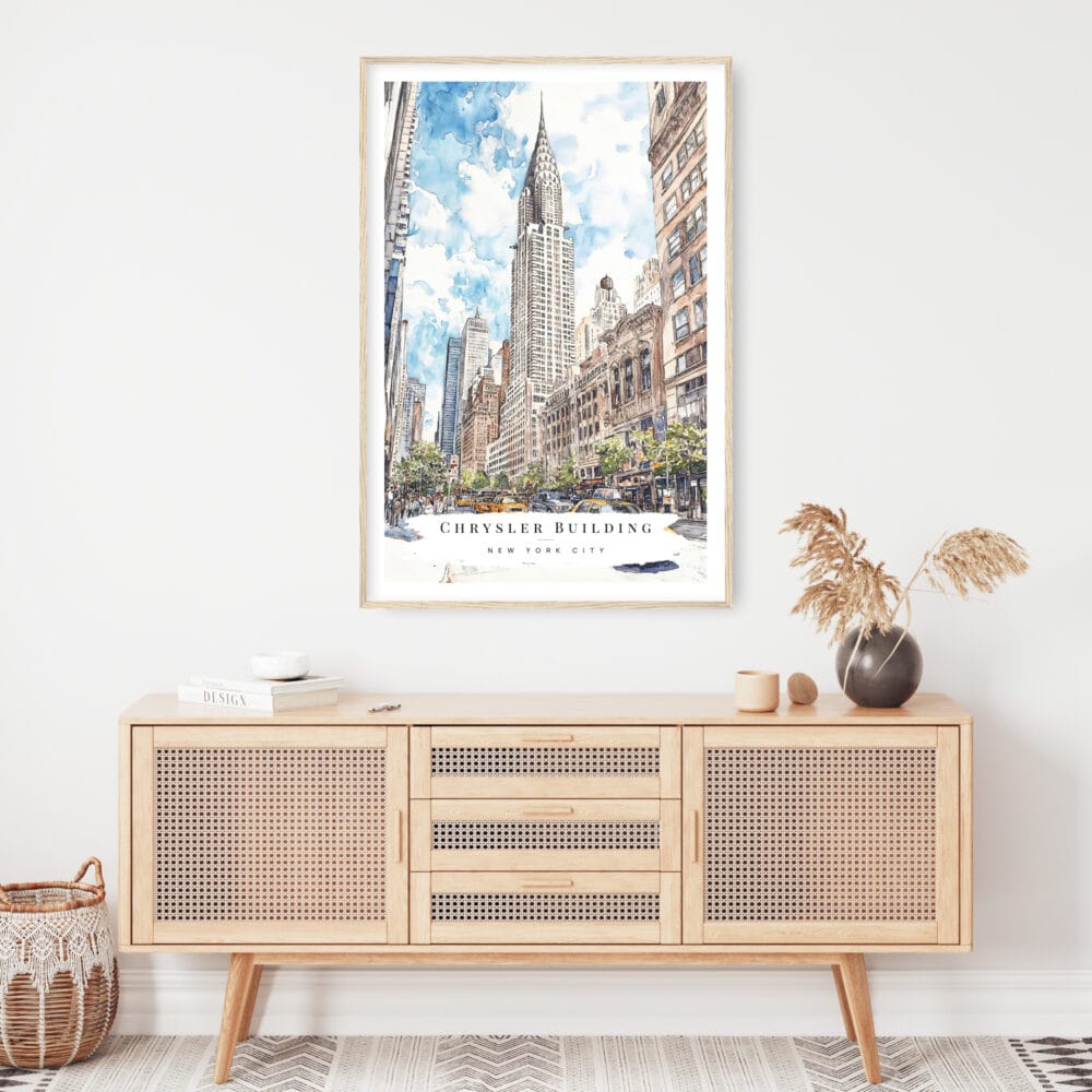 Chrysler Building Watercolor Art Print - Shelf - Portrait Chrysler Building Watercolor Art Print - Shelf - Portrait