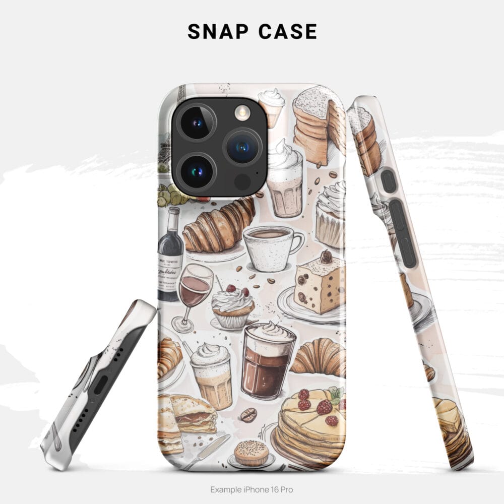 Cute French themed Phone Case with French Food - Snap Case - Sideviews Cute French themed Phone Case with French Food - Snap Case - Sideviews