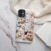 Cute-French-themed-Phone-Case-with-French-Food- on table