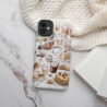 Cute-French-themed-Phone-Case-with-French-Food- on table