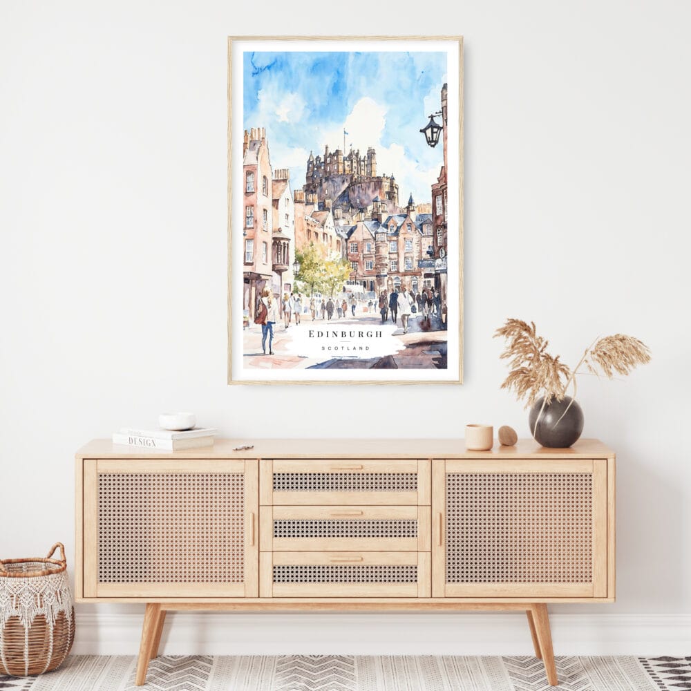 Edinburgh Castle watercolor Art Print - Shelf - Portrait Edinburgh Castle watercolor Art Print - Shelf - Portrait