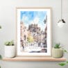 Edinburgh Castle watercolor Art Print on shelf