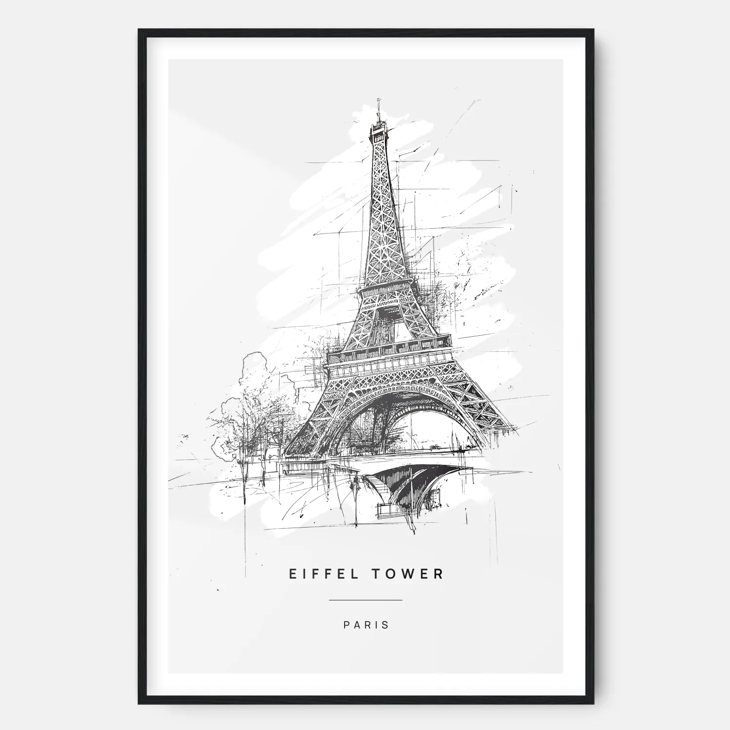 Eiffel Tower Line Drawing - Art Print