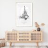 Eiffel Tower Pencil Drawing Art Print - Shelf - Portrait