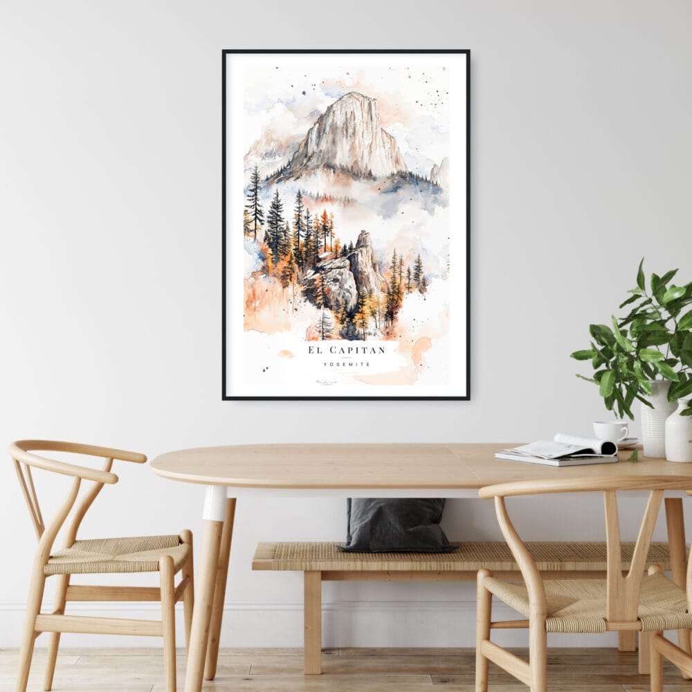 El Capitan Yosemite Watercolor Art Print - Kitchen Wall Art - Portrait El Capitan Yosemite Watercolor Art Print - Kitchen Wall Art - Portrait