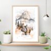 El Capitan Yosemite Watercolor Art Print on shelf