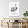 Empire State Building Line Drawing Art Print - Kitchen Wall Art - Portrait