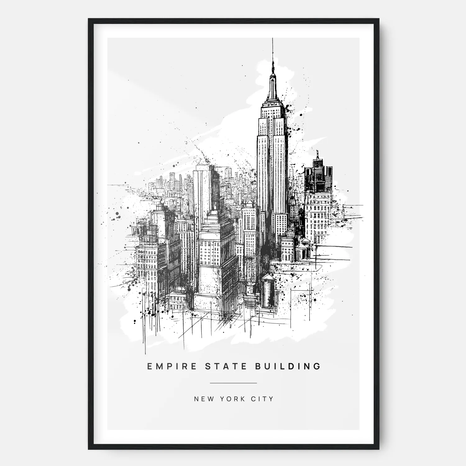 Empire State Building Line Drawing - Art Print
