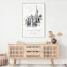 Empire State Building Line Drawing Art Print - Shelf - Portrait