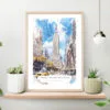 Empire State Building Watercolor Art Print on shelf