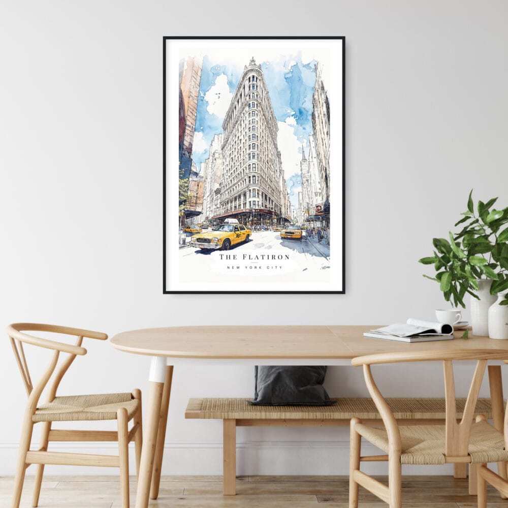 Flatiron Building Watercolor Art Print - Kitchen Wall Art - Portrait Flatiron Building Watercolor Art Print - Kitchen Wall Art - Portrait
