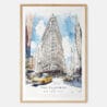 Flatiron Building Watercolor Art Print - Main - Wood Frame