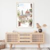 Florence Italy Watercolor Painting Art Print - Shelf - Portrait
