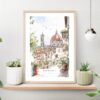Florence Italy Watercolor Painting Art Print on shelf