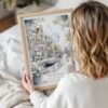Framed Amsterdam GrachtenGordel Watercolor Wall Art - Woman Holding - Portrait