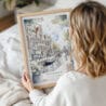 Framed Amsterdam GrachtenGordel Watercolor Wall Art - Woman Holding - Portrait